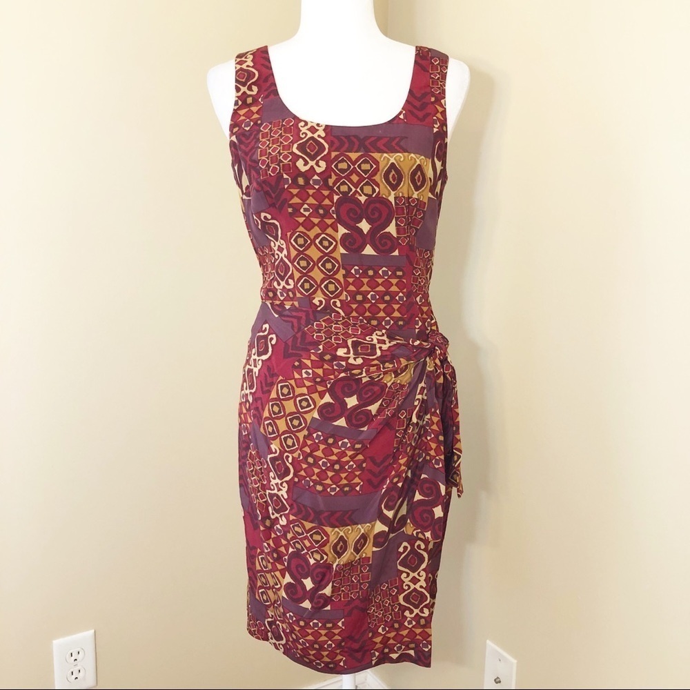 Adrianna Papell Silk Faux Wrap Sleeveless Dress
